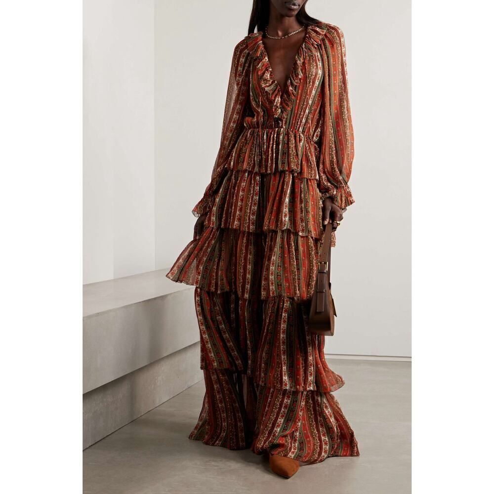 DÔEN Marlanna Silk Chiffon Maxi Dress XS